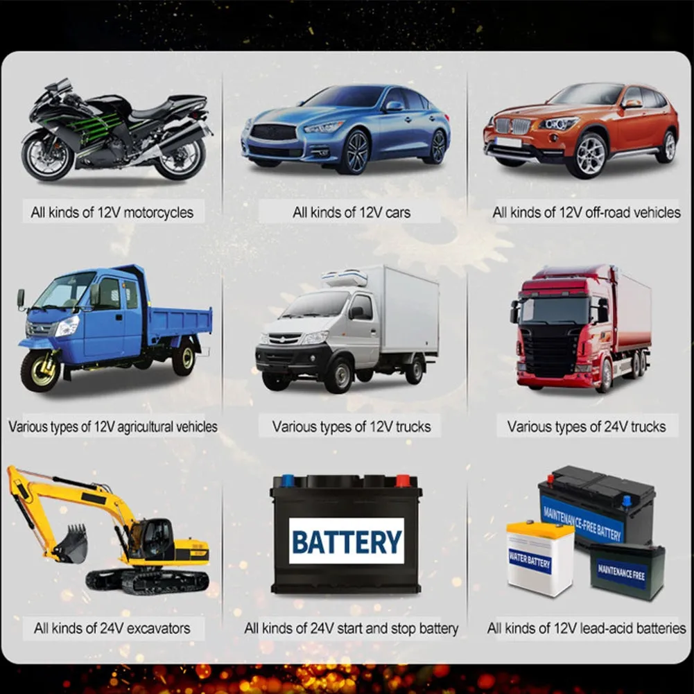 12v 24v Full Automatic Car Battery Charger Lcd Display Smart