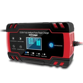 12v 24v Full Automatic Car Battery Charger Lcd Display Smart