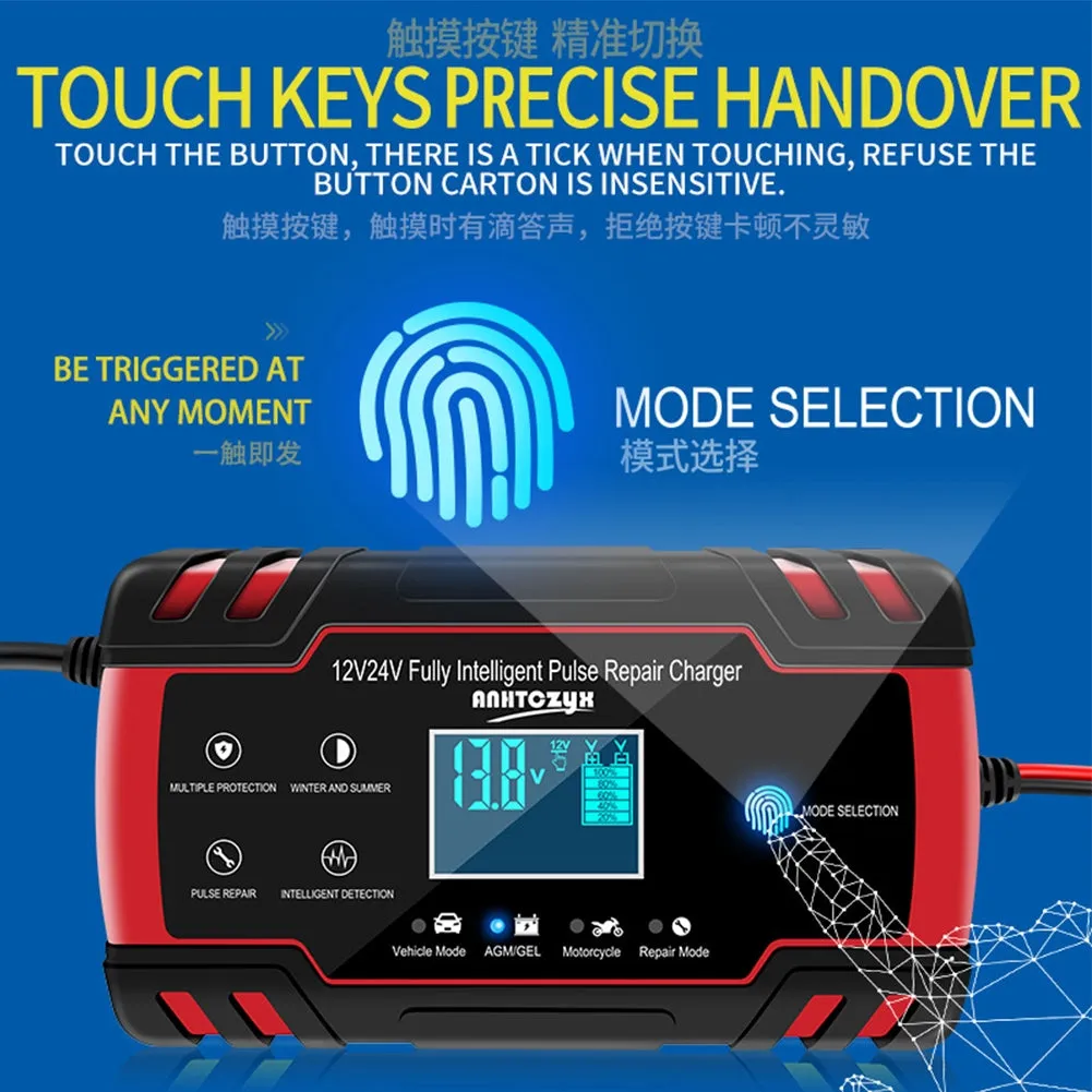 12v 24v Full Automatic Car Battery Charger Lcd Display Smart