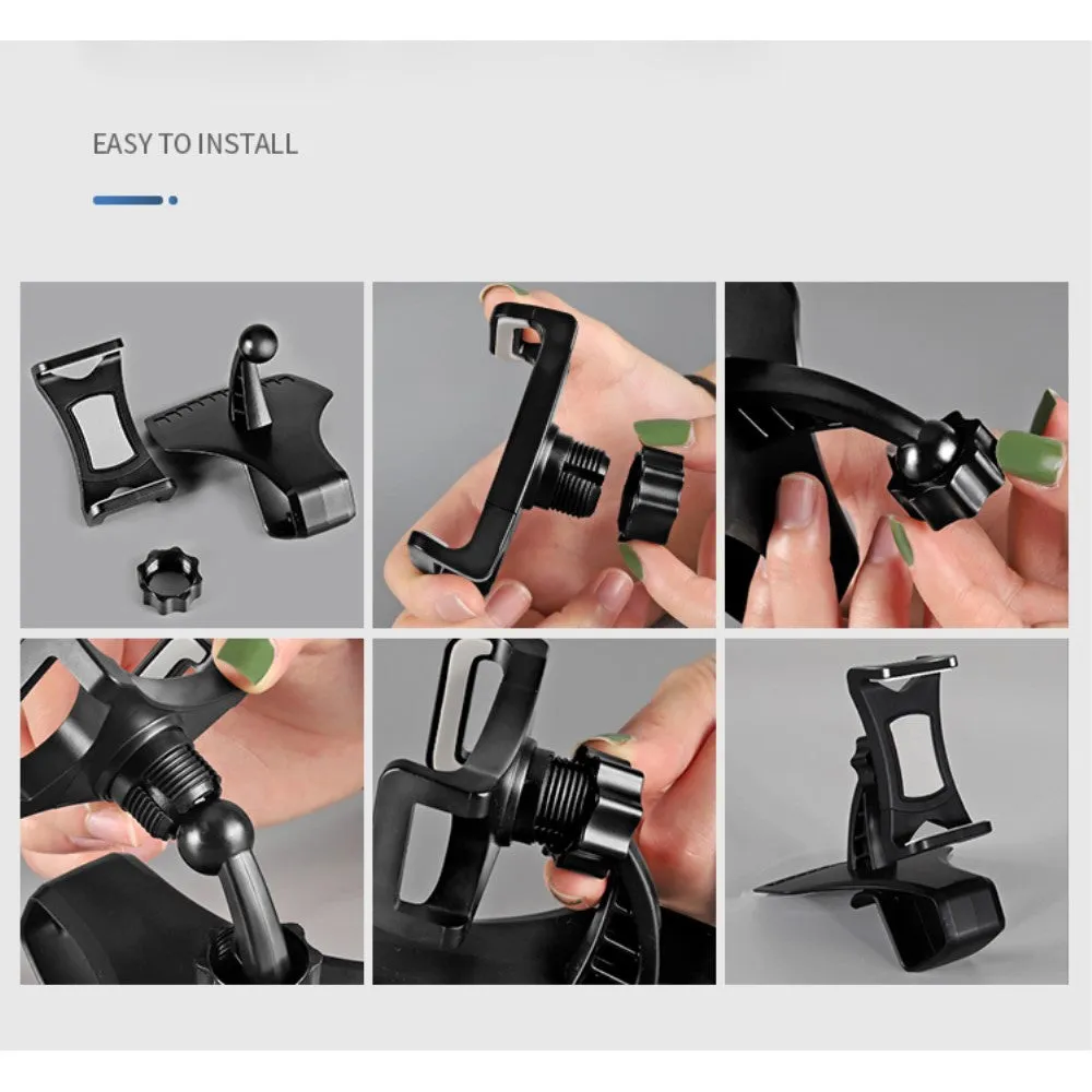 3 in 1 Car GPS Smartphone Holder: Dashboard / Visor Clamp   AC Grid Clip for Allview P6 Energy Mini (2017) - Black