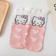 4 Pairs Socks for Women, Three-dimensional Ears, Cotton Socks, Short Tube, Children's Socks, Kawaii Pink Socks  S4856690