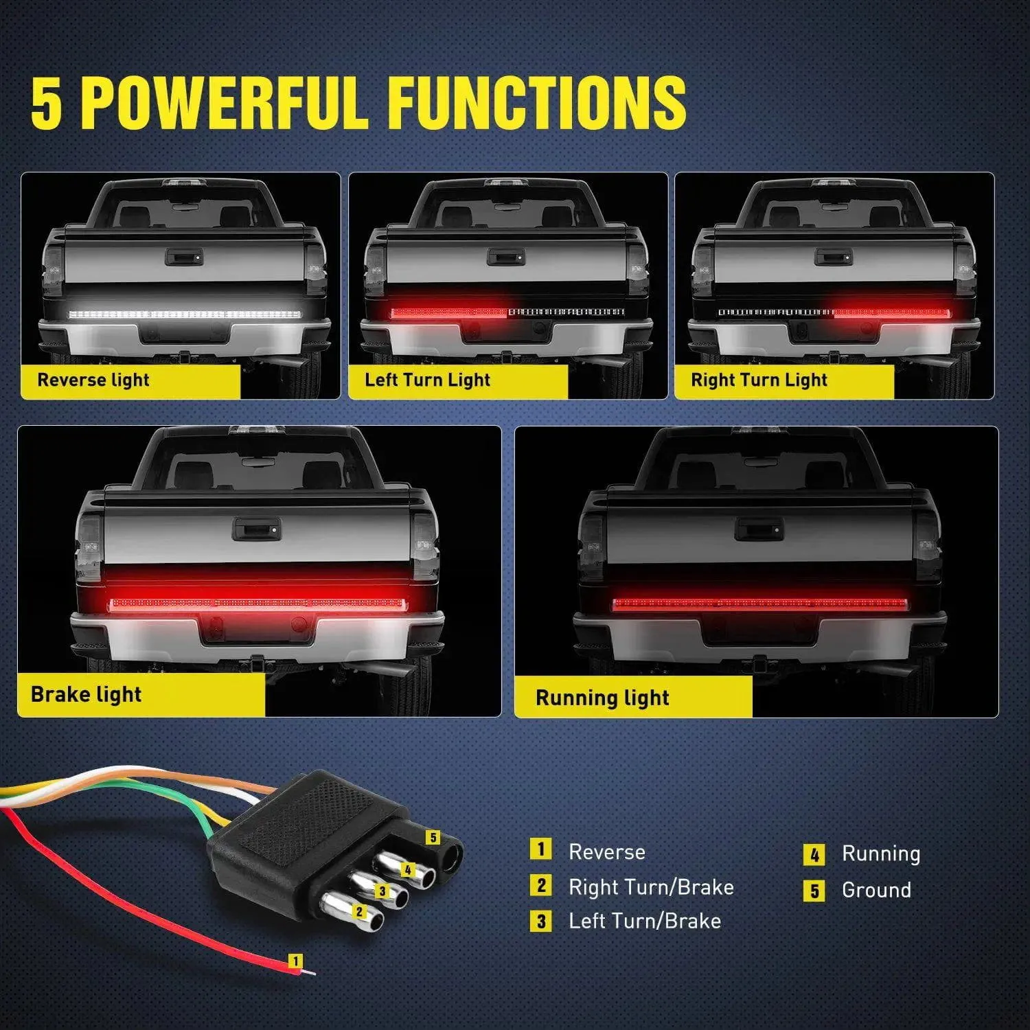60 Inch 264Leds Red White Double Row LED Tailgate Light Strip