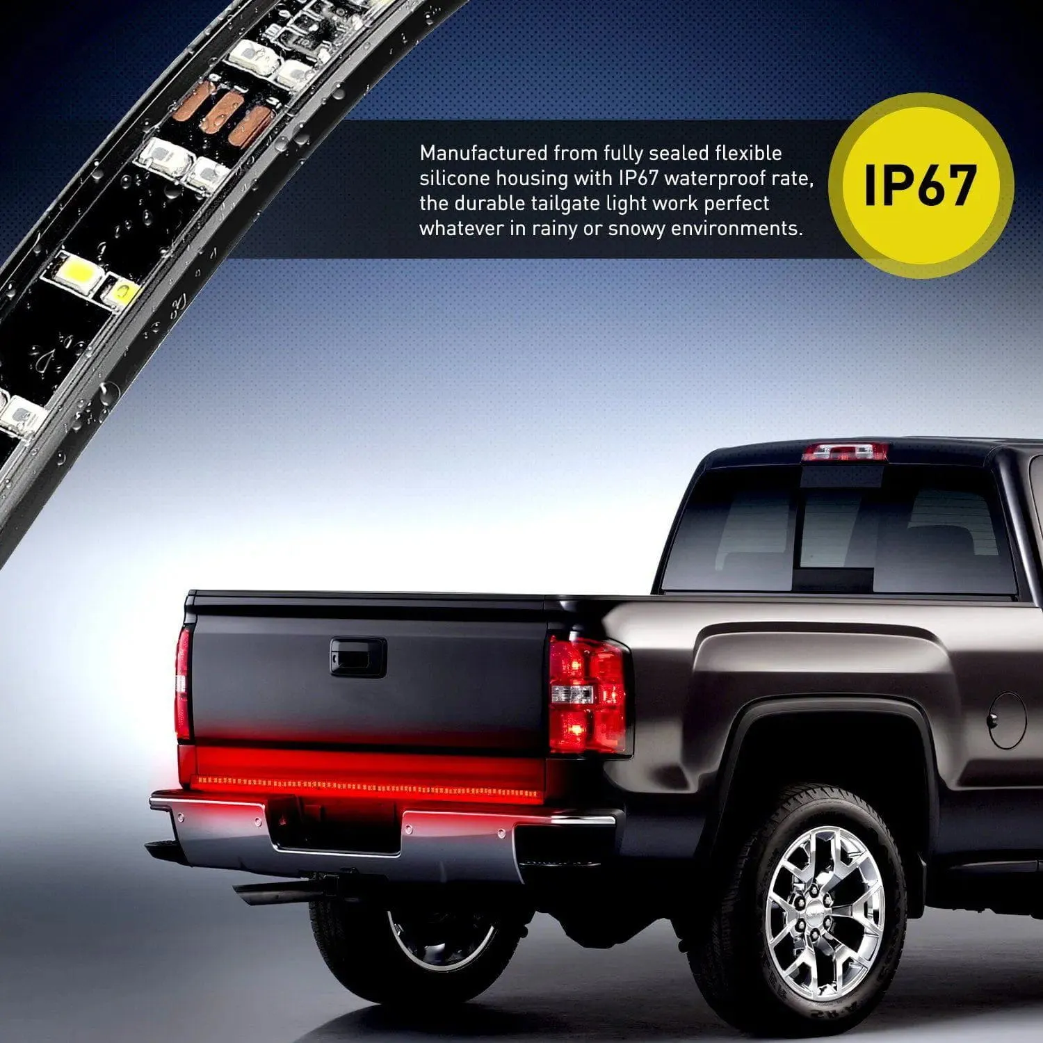 60 Inch 264Leds Red White Double Row LED Tailgate Light Strip