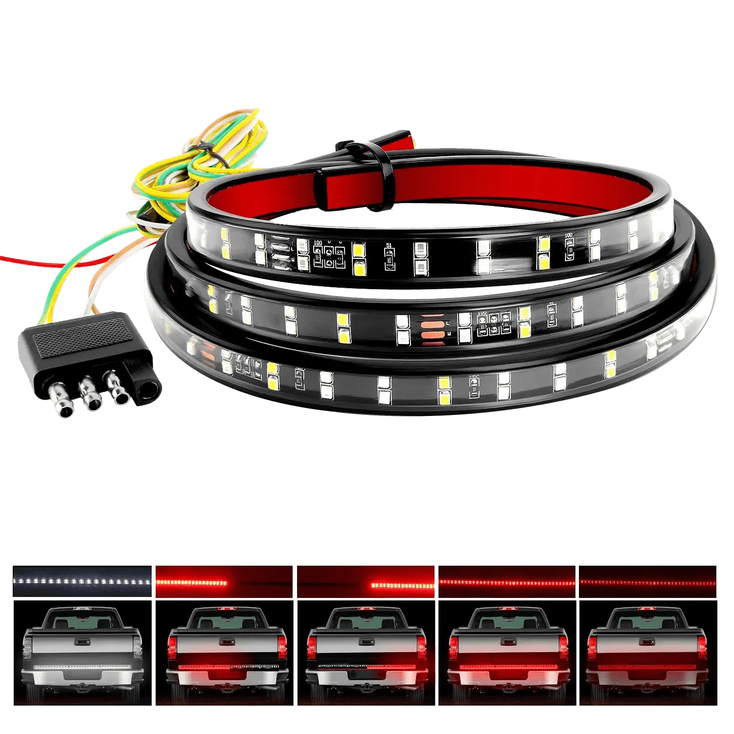 60 Inch 264Leds Red White Double Row LED Tailgate Light Strip