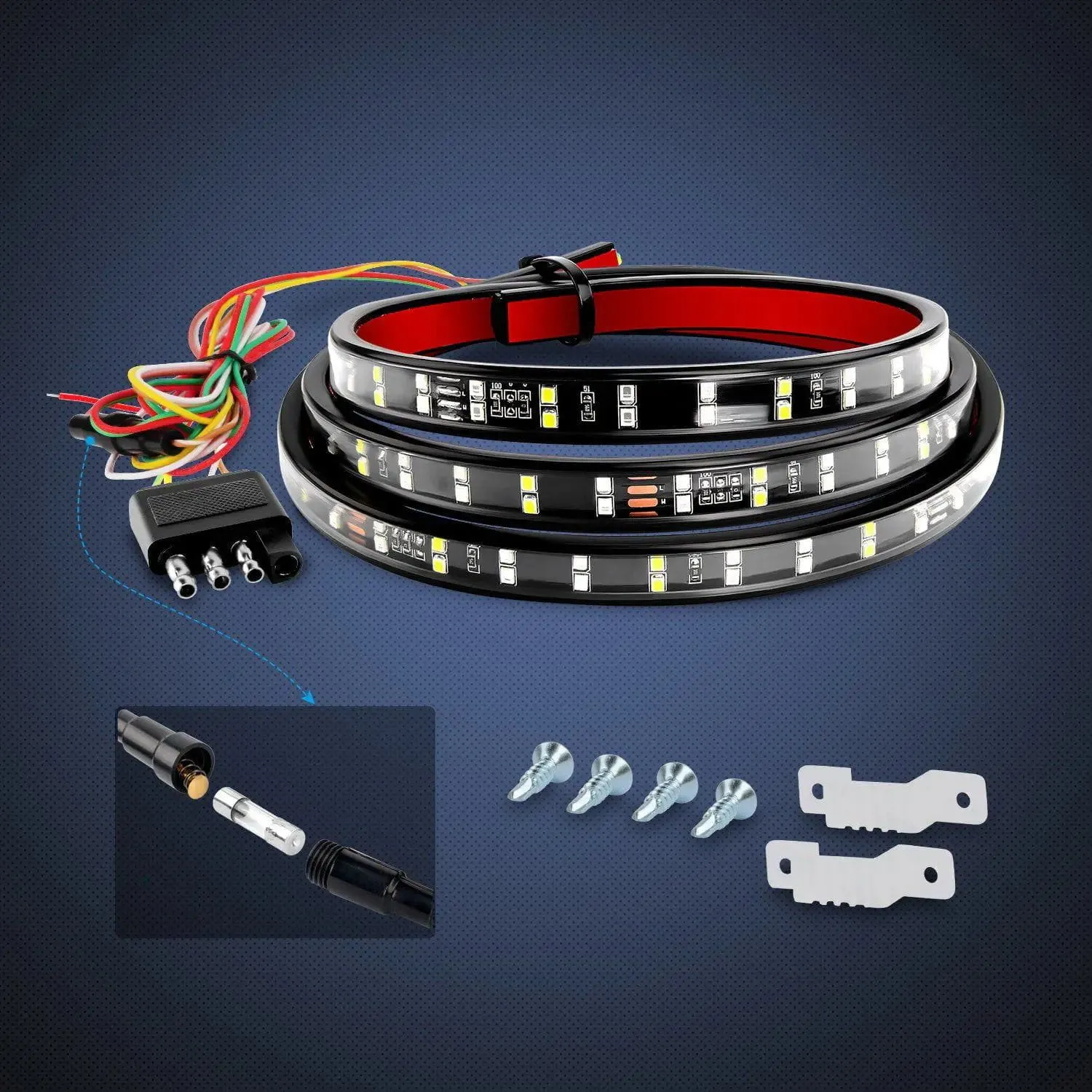 60 Inch 264Leds Red White Double Row LED Tailgate Light Strip