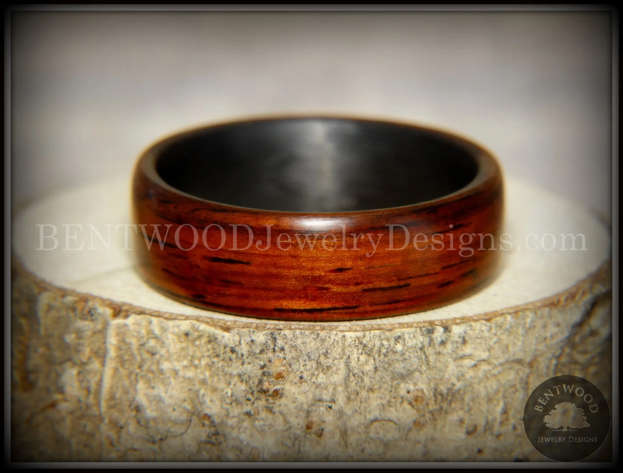 Bentwood Ring - "Coco Loco" Cocobolo Wood on Carbon Fiber Core