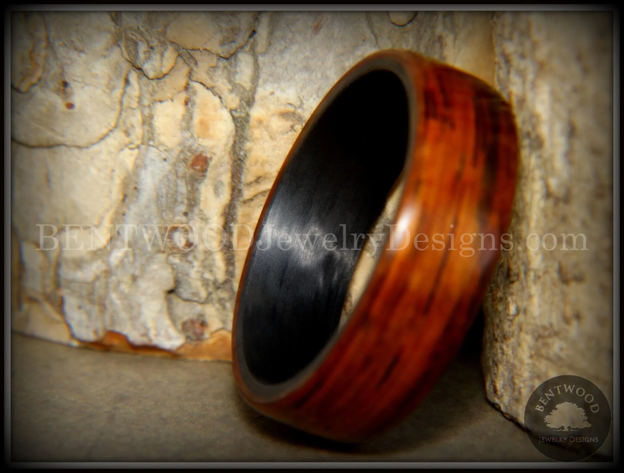 Bentwood Ring - "Coco Loco" Cocobolo Wood on Carbon Fiber Core