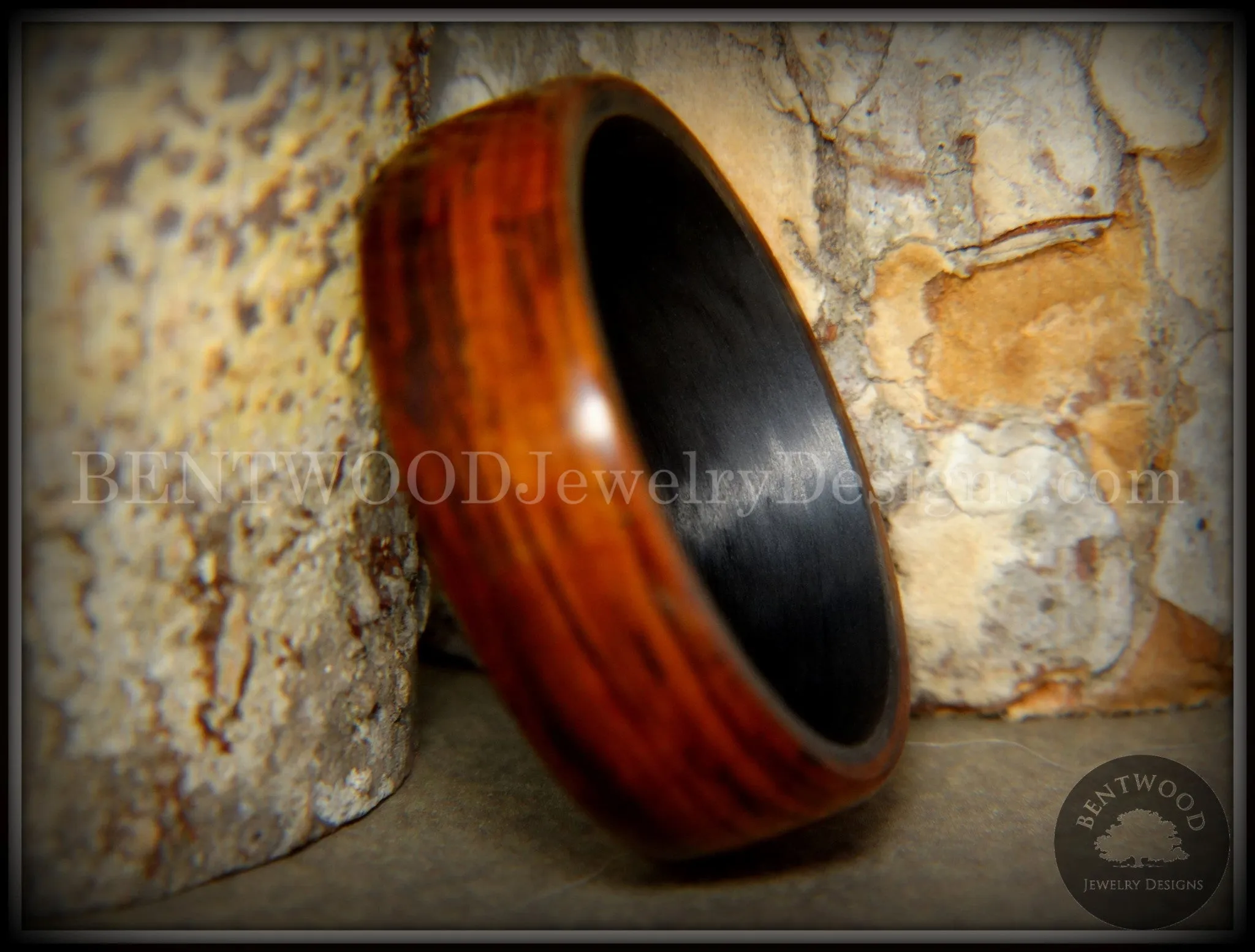 Bentwood Ring - "Coco Loco" Cocobolo Wood on Carbon Fiber Core