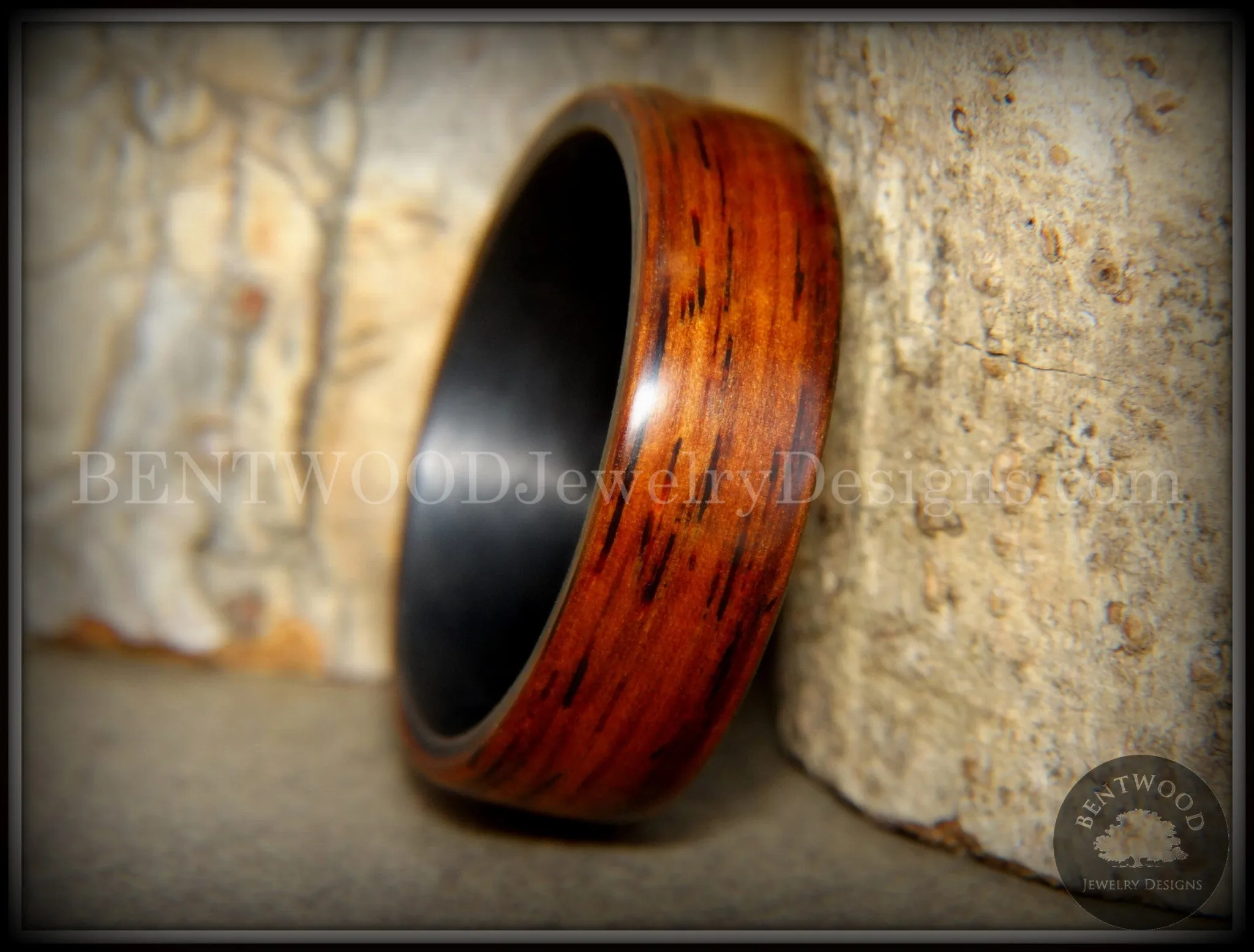 Bentwood Ring - "Coco Loco" Cocobolo Wood on Carbon Fiber Core