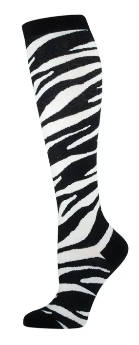 Black and White Zebra Knee High Socks (Women's)