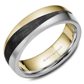 Bleu Royale Distinct Wedding Band 7.00mm 14k Gold & Forged Carbon Fiber
