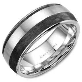 Bleu Royale Distinct Wedding Band 8.50mm 14k Gold & Forged Carbon Fiber