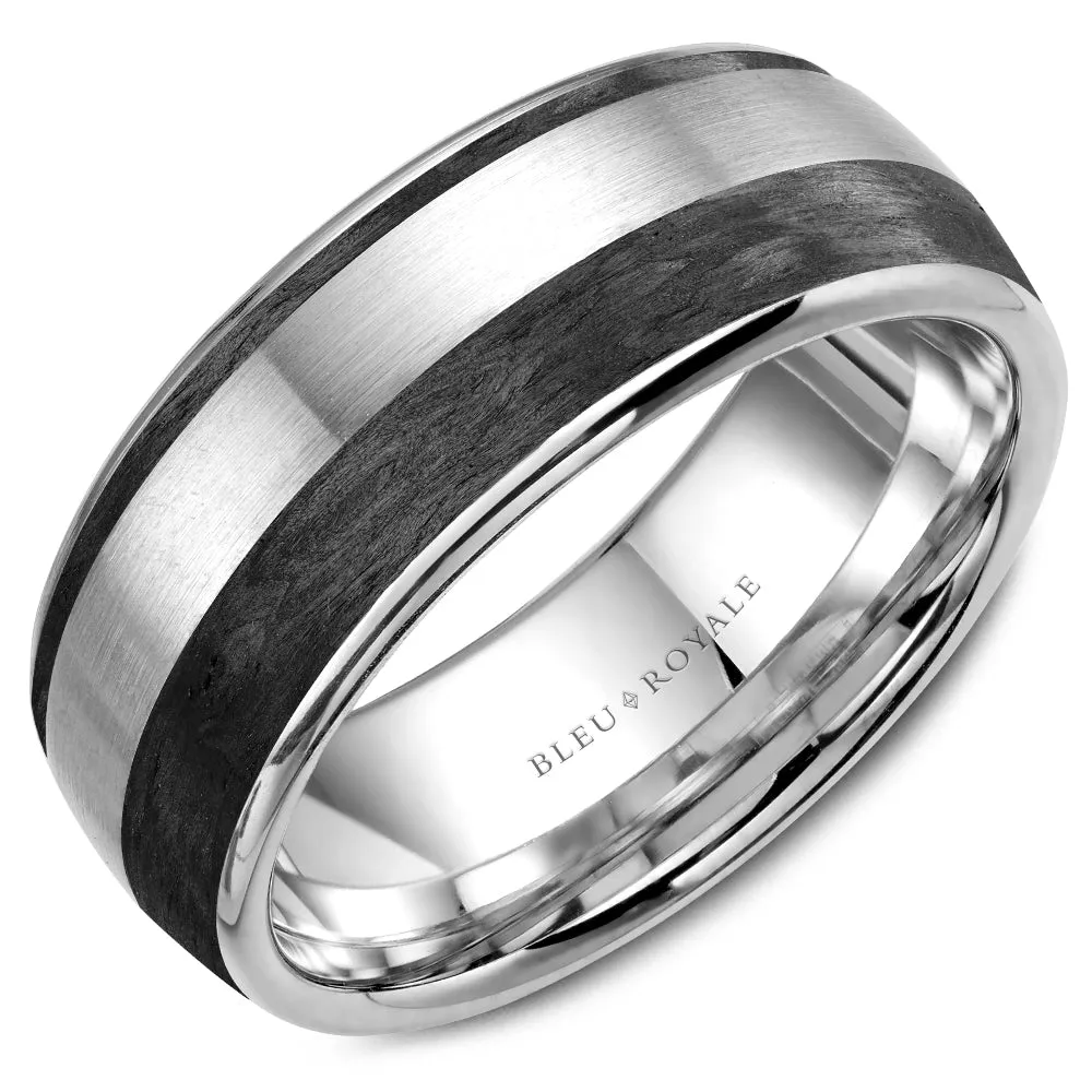 Bleu Royale Distinct Wedding Band 8.50mm 14k Gold & Forged Carbon Fiber