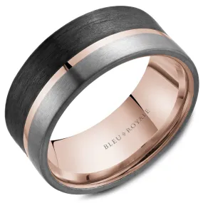 Bleu Royale Wedding Band 9.00mm 18k Gold/Forged Carbon Fiber/Tantalum