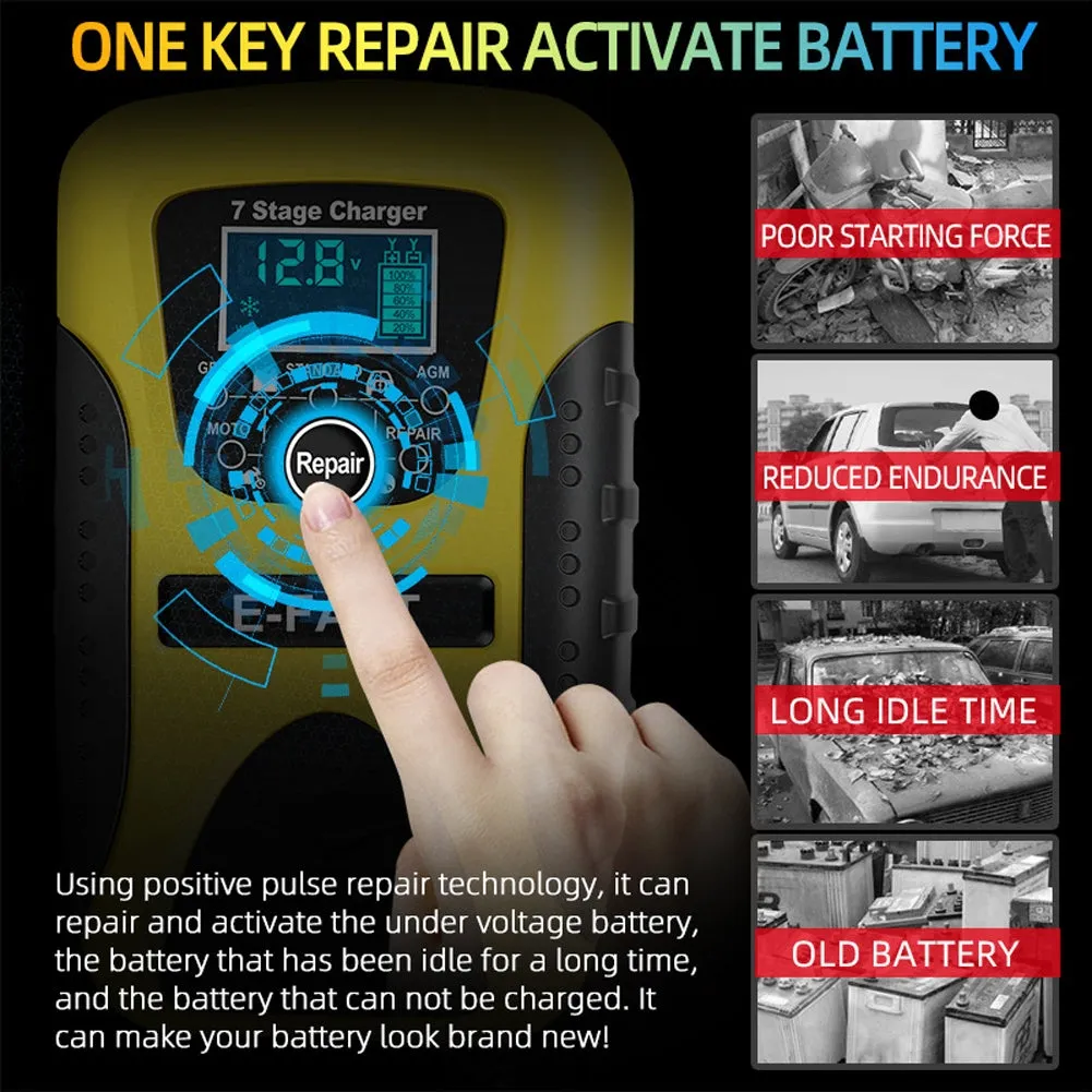 Car Motorcycle Battery Charger 12v 7-stage Multi-battery Mode