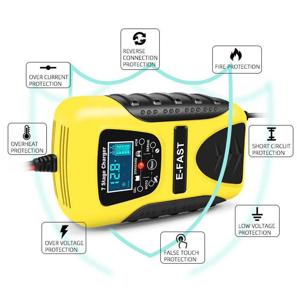 Car Motorcycle Battery Charger 12v 7-stage Multi-battery Mode