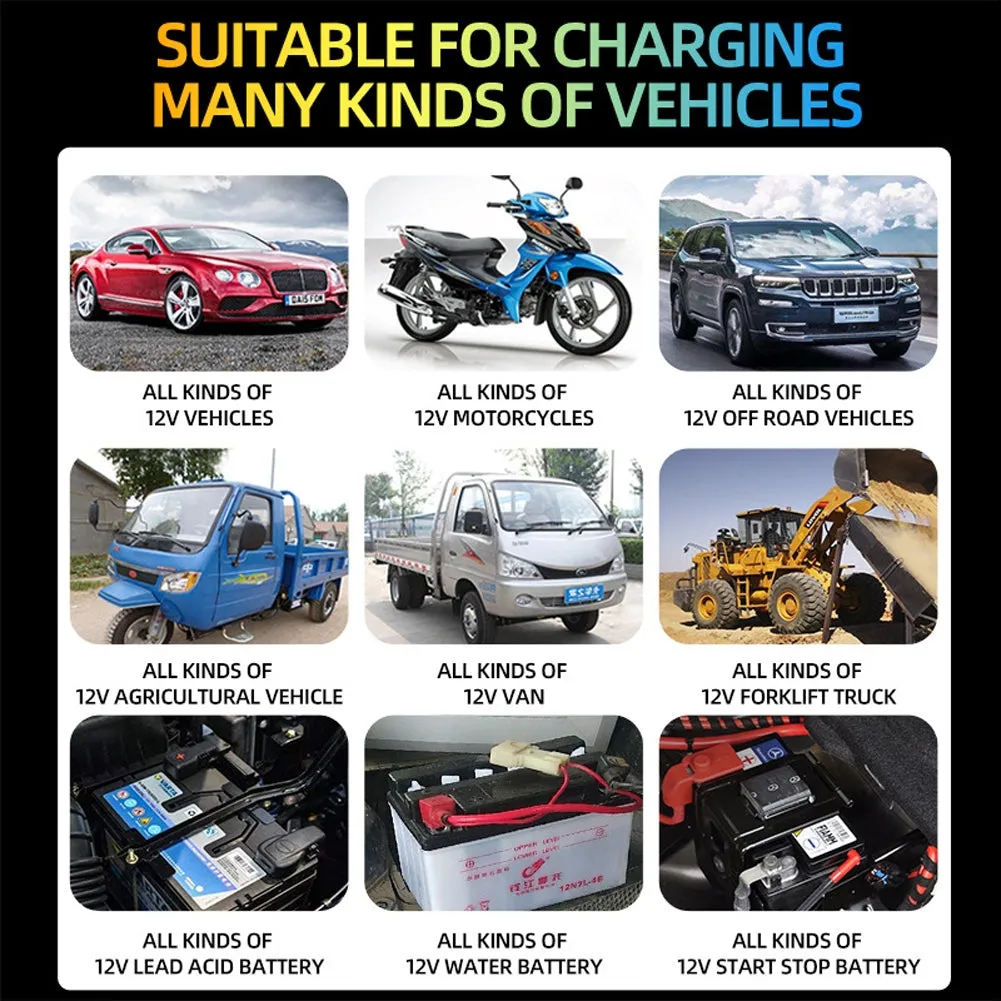 Car Motorcycle Battery Charger 12v 7-stage Multi-battery Mode