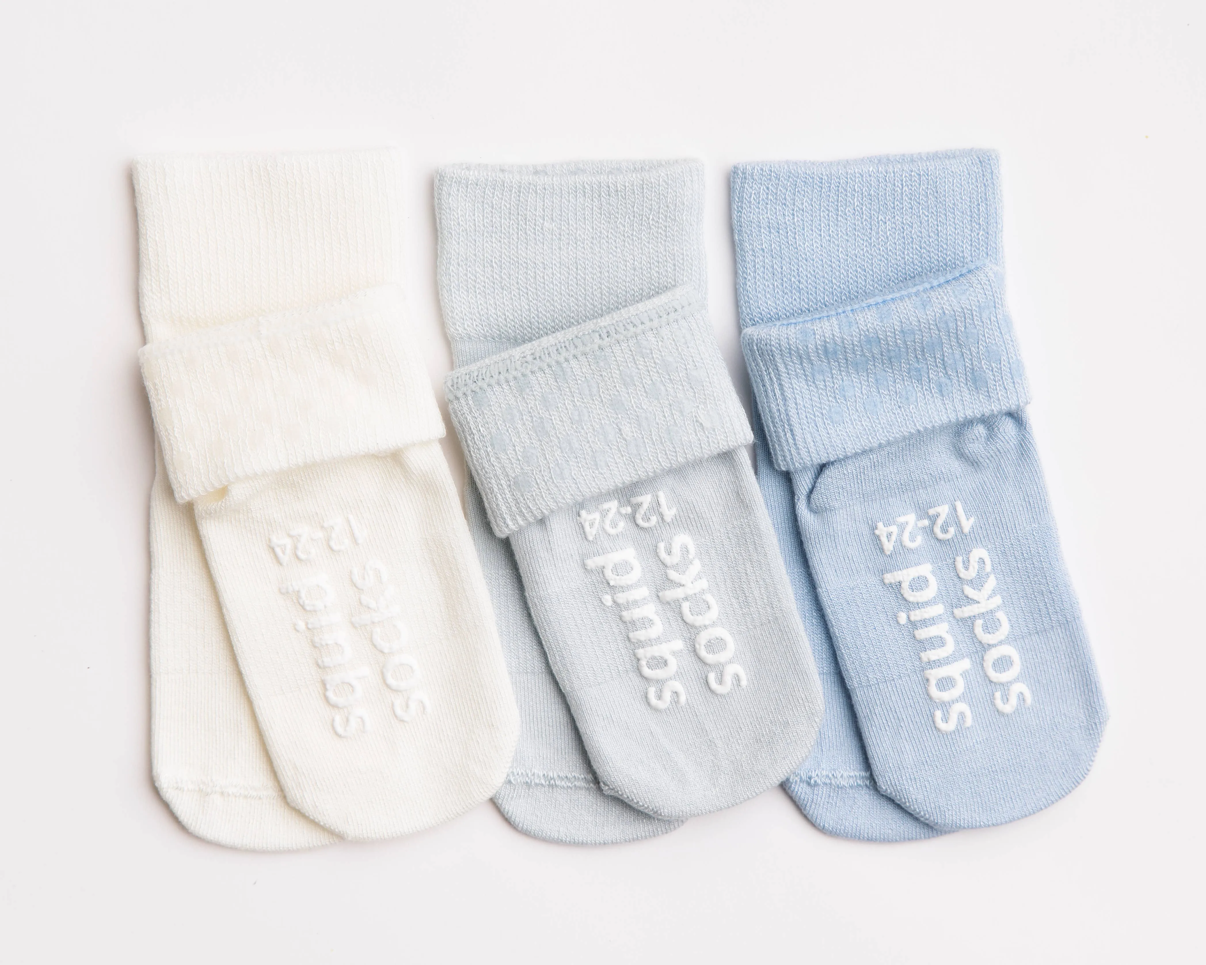 Casen - Non-Slip Baby Socks in Ivory, Powder and Baby Blue