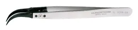 Lindstrom 7CFR-SA Precision ESD-Safe Stainless Steel Tweezer with Replaceable Curved, Fine, Pointed Carbon Fiber Tips