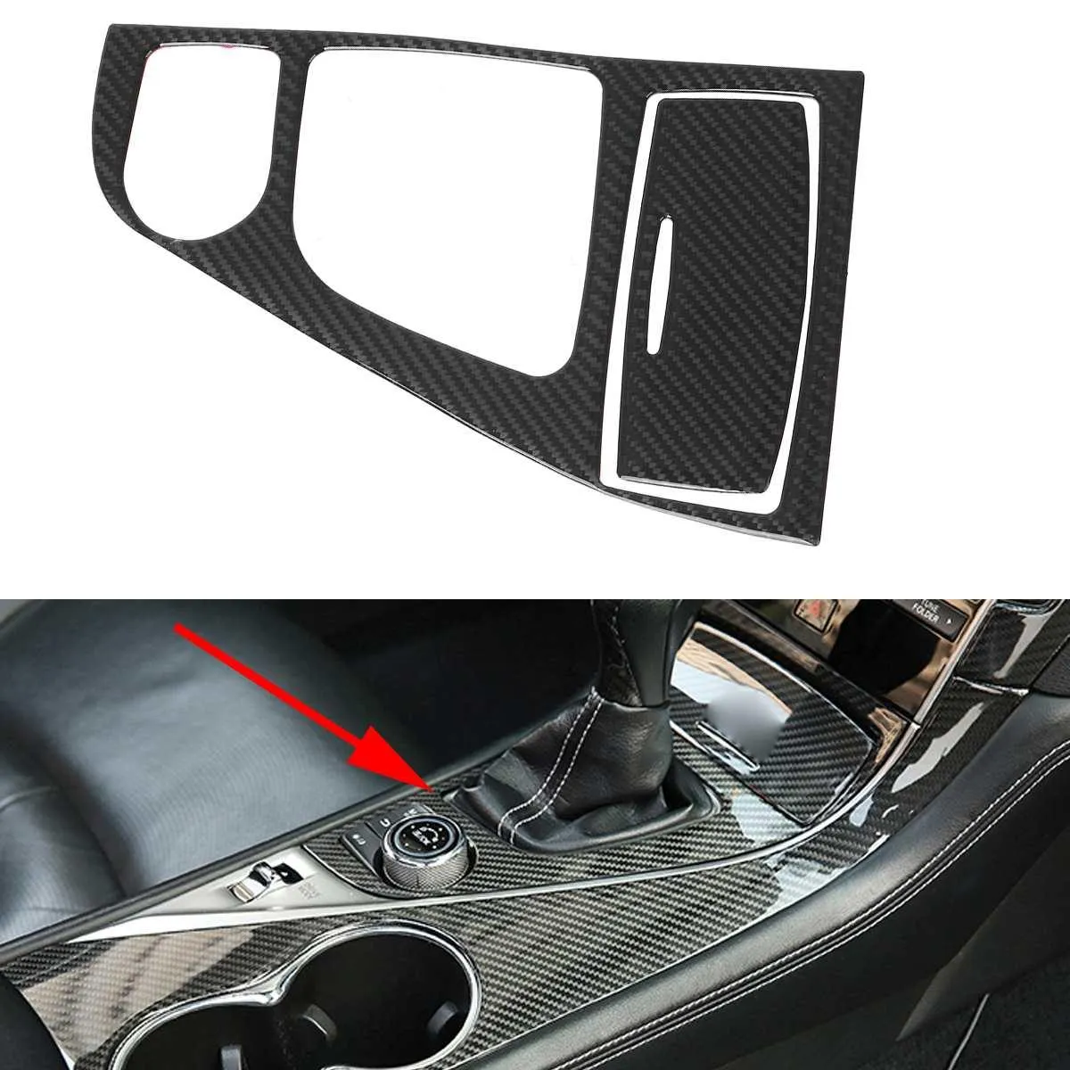 Real Carbon Fiber Car Front Console Gear Shift Panel Cover Trim Decal Sticker For Infiniti Q50 2014 2015 2016 2017 2018 2019