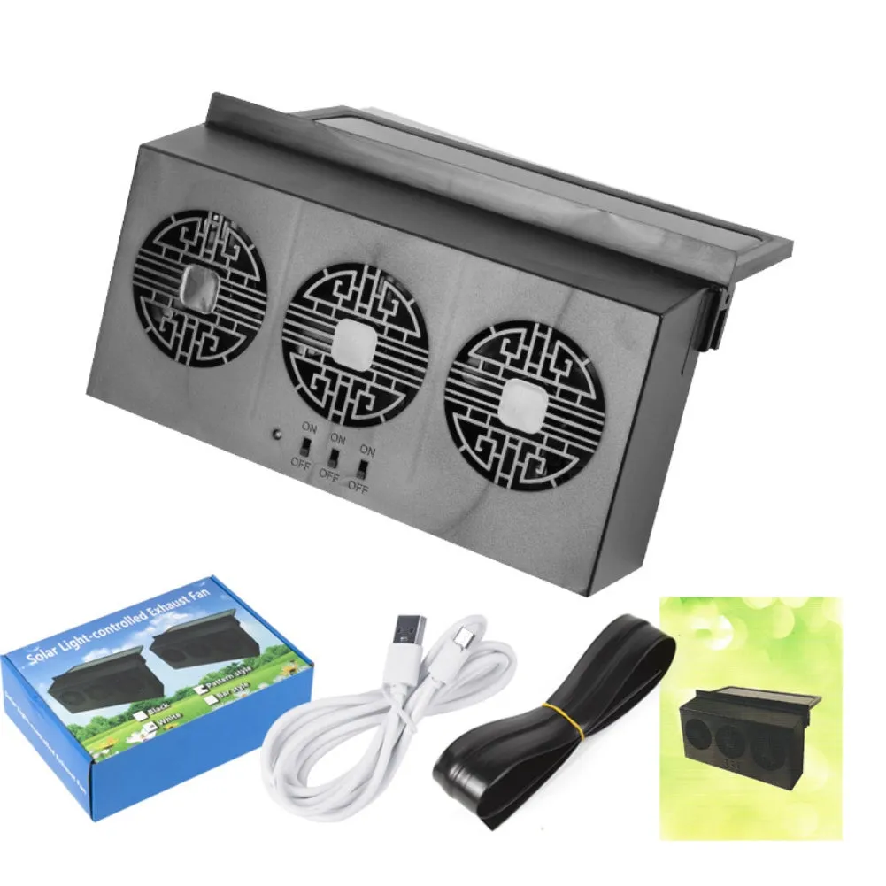 Solar Powered Car Exhaust Fan 3 Cooler 5000Rpm Solar Energy