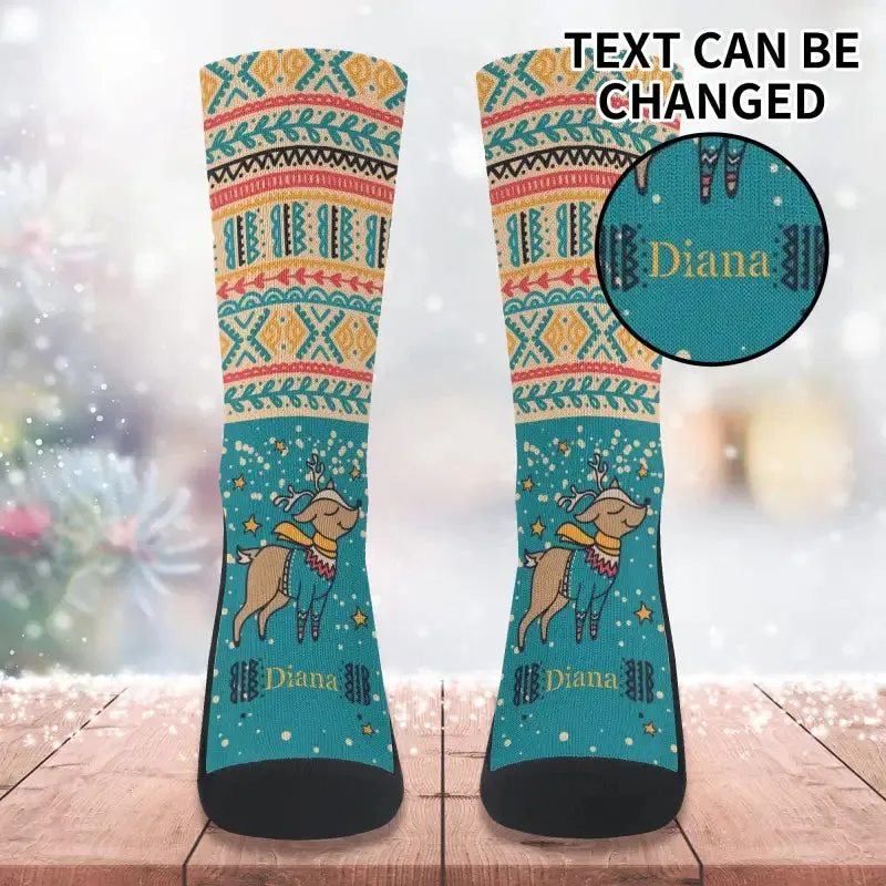 Unleash Your Holiday Spirit with Custom Reindeer Crew Socks