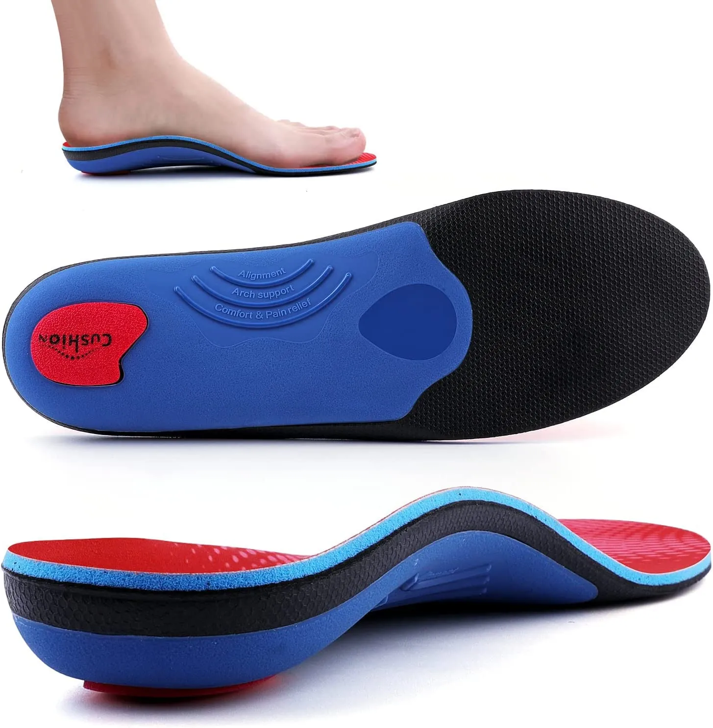 Walkomfy Heavy Duty Support 210 lbs Plantar Fasciitis Insoles for Women Men